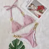 Damskie stroje kąpielowe seksowne diamentowe bikinis metalowy łańcuch patchwork Kobiet Rhinestone Halter String Kobiet Swimsuit 2024 Micro -Thong Kącik kąpielowy