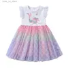 Abiti da ragazza Vikita Kids Mermaid Stampa Dress Kids Fareeve Summer Infantil Vestidos ragazze Mesh Tulle TUTU Princess Party Abiti 3-8 anni T240415