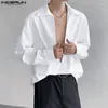 Chemises décontractées pour hommes Style coréen personnalité des hommes Grands épaule en V V conception de chouchou à manches longues solide S-5XL