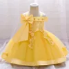 Bow Summer Dresses Infant Baby Girl Birthday Party Dress Lace Flower Born Princess Clothes Toddler Baby Girls Wedding Gown 240412