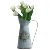 Vases Vintage Style Metal Flower Vase Galvanized Finish Rustic Jug For Living Room Garden Decor