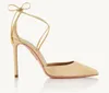 صندل Aquazzura Tlinda Strappy Stiletto Sandals High High Clip-On Peep Toes Dress Shoes Women Luxury Designer Bress