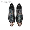 Casual Shoes Luxury Man Formal Business Party Men Blue Print Genuine Leather Metal Buckle Decor Male Flat Oxfords