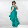 Plus Size Dresses Kexu Off Shoder Celebrity Party Nightclub Evening Formal Prom Dress Women Ruffles Mermaid Maxi Drop Delivery Apparel Dhera