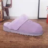 Designer Winter Pantoffeln Frauen Schuhe echte Kuhläsesoten Leder Weibliche Slipper warme natürliche Pelschchen Real Woll lässige Hausschuhe Schuhe Zapatos de Mujer große Größe 44 45