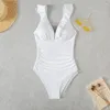 Bodys de maillot de bain pour femmes Femmes de maillot de bain une pièce de maillot de bain Falbala et pliage de maillot de bain sans dos