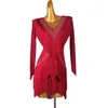 Vestido de dança latina de decote em V STEAT com tassel com tassel style performance utfffft cowboy tourada