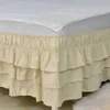 Three Layers Wrap Around Elastic Solid Bed Skirt Band Without Sheet Easy OnEasy Off Dust Ruffled Tailored Home el 240415