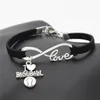 Ganz neuer Sport Punk Antique Silber Ich liebe Baseball Fußball Basketball Volleyball Fußball Charm Anhänger Infinity Love Leder6825540