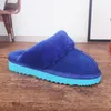 Designer Winter Pantoffeln Frauen Schuhe echte Kuhläsesoten Leder Weibliche Slipper warme natürliche Pelschchen Real Woll lässige Hausschuhe Schuhe Zapatos de Mujer große Größe 44 45