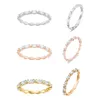 Rings de cluster Um anel de vendedor de prata 925 é composto de tijolos de zircônia transparente em forma oval em três cores para seleção