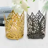 Ljushållare Style Golden Leaves Tealight Holder Modern Metal Candlestick Table Decoration For Wedding Dinner Party