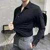 Men's Casual Shirts Men Shirt High Stretch Long Sleeve Luxury Business Solid Color Man Blouse Groom Tuxedo Camisa Casuall Clothing 2024