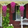 Dekorativa blommor konstgjorda orkidéblomma hängande vägg gäng violett krans wisteria korg