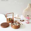 Bento boîtes de style japonais Boîte à lunch en bois Bento Bento Double couche portable Picnic Food Storae Conteners Table Varelle Kitchen Adet Set L49