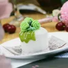 Flores decorativas 6pcs/lote decoração de decoração artesanato miniaturas PU simulação simulação em forma de coração Creme de bolo de frutas Flidel