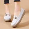 Casual Shoes For Women 2024 Summer Leather Slip On Beige Walking Ladies Shoe Fashion Non-Slip Soft Sole Loafers Zapatos Mujer