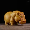 Figurines décoratives 1set rhinocéros éléphant hippopotame statue animale africaine collection d'ornements faits à la main
