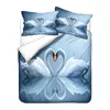 Bettwäsche -Sets Doppelbett -Bettdecke 3D -Bettwäsche weiße Schwan bedruckte Leinen weiche Paar Schlafzimmer Bettwäsche mit Kissenbezügen