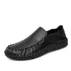 Casual schoenen Classic Hand Stitched Leather Men Loafers Big Size 38-47 op luie wandelhoensneakers buiten flats