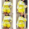 Womens Tracksuits 2 Piece Sets Outfits 2022 Summer Slash Neck Colorblock Tied Detail Lantern Sleeve Long Top Above Knee Drop Delivery Dhkaj