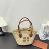 Große Kapazität Beach Bag Mimu Sektor gewebte Tasche Hochwertige Strohbeutel Sommer Mode vielseitiger Gemüsekorb -Bag Designer Handtasche für Frauen