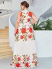 Toleen Women Plus Size Maxi Dresses Elegant vardagliga V-ringklänning Kvinnor Holiday Beach Casual Print Summer Ultra Long Dress 240412
