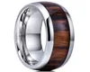 Moda Nature 8mm Wood Inclado anel de casamento de tungstênio para homens Homens de alto noivado de aço inoxidável anel de casamento Men Waring9692205