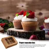 Geschenkpapierpapier Kuchenbox Cupcake Bäckerei Gebäckkästen Kraft Süßigkeiten mit klarem Fenster für Cupcakes kleine Kuchen Kuchen Dessert