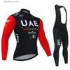 Cycling Jersey Sets Team Uae Autumn Cycling Jersey Set Long Seve Quick Dry Cycling Clothing Bike Uniform MTB Clothes Bicyc Wear Ropa Ciclismo L48