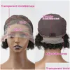 Hårstycken Pixie Cut Short Bob Curly Lace Frontal Human Transparent Front for Women Deep Wave 2107089631052 Drop Delivery Products Ex Otti6