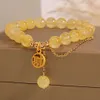 Instagram Korean Yellow Crystal Single Loop Fashion Women's Wealth Word Watermelon Bead Tassel Armband Smycken