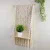 Tapisserier Macrame Plant Hanger Shelf Small Planter Hangers Handvävd Boho Rope Flower Pot Holder For Bedroom Living Room Home Decor