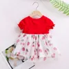 2024 Summer Nowe ubrania dla niemowląt Dziewczyna Dziecko Modna i świeżo nadrukowana wiśniowa sukienka z cytryny