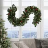 Fleurs décoratives Garlande de Noël avec lumières de 9 pieds Propulsées 2 modes d'éclairage pour le décor de cheminée de manteau