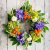 Decorative Flowers Hydrangea Flower Wreath Simulation Garland Vibrant Artificial Long-lasting Christmas For Home Decoration Door