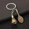 Keychains 100pcs/lot 2024 Metal Badminton Keyrings Creative Zinc Alloy Key Chains