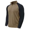 Sweat à capuche à fermeture à glissière à manches longues pour hommes, chemise de sport à cou haute, couleur de couleur de couleur pour hommes