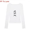 Women's T Shirts Y2K Sexy Bow Lace V-Neck Long Sleeve T-Shirt Women Spring Tight Spice Short Bottom Tops