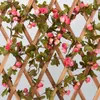 Flores decorativas Diy Flor Artificial Flower Vine Simulação Garland Silk Ivy Wall Home Home El Leaf Birthday Wedding Party 42 Head Fake Rose