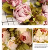 Flores decorativas Peony simulada Garland Rattan Ring Decoration Garden Wrinalh Wreath Flel Leaf Home Janela Carro Cedero Brown Brown