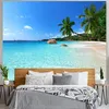 Гобеленцы морской гобелен настенный висящий тропический райский пляж Кокосовый дерево хиппи -богемный декор.