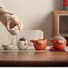 Teaware set Peanut Portable Tea Pot and Cup Set Outdoor Travel Ceramic Ru Kiln Teacup Chinese