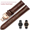 WatchBand 14mm 16mm 18mm 19mm 20mm 21mm 22mm 24mm Men tira de couro genuíno Men Universal Repollow Watch Watch Acessórios 240415