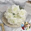 Simulerade 9 Diamond Roses Flowers Arrangement Wedding Corner Rose Autumn Retro White Colorful Artificial Home Decor 240407