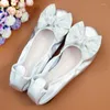 Casual Shoes Women Boat Genuine Leather Ballet Flats Bowknot Breathable Round Head Slip On Loafers Plus Size Women's