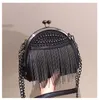 Hobo kvinnors lås chic nit handväskor kväll koppling designer varumärke lady axel väskor skal clip pack tassel liten crossbody väska