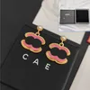 Luxe vergulde oorbellen ontworpen merkontwerper met roze inleg voor modieuze schattige meisjes van hoge kwaliteit sieraden oorbellen met doos voor verjaardagscadeaus
