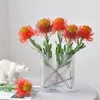 Fleurs décoratives Chrysanthemum Ball Fleur Fleur de Bouquet de leucospermum Plastique Plastic Fake Fake Wedding Arrangement Party Home Garden Decor