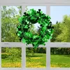 Fleurs décoratives Couronnes vertes pour porte d'entrée Shamrock Wreatch Clover Garland Artificial Leaf Wedding Party